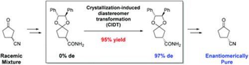 Graphical abstract: Preparation of chiral 3-oxocycloalkanecarbonitrile and its derivatives by crystallization-induced diastereomer transformation of ketals with chiral 1,2-diphenylethane-1,2-diol