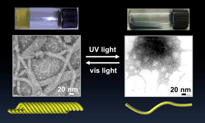 光によってほどける発光性螺旋ナノ構造